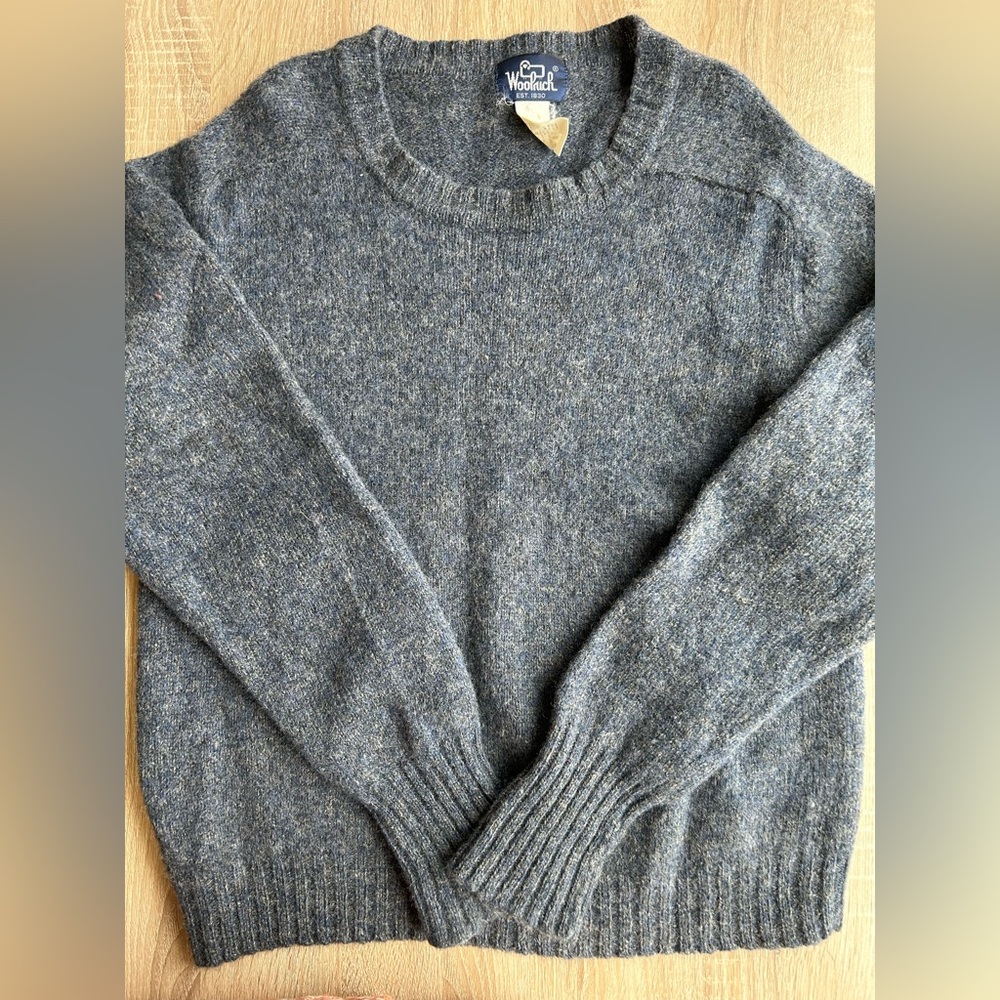 Vintage Woolrich Men's Blue Gray Sweater